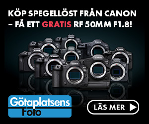 Köp en spegellös systemkamera från Canon och få ett 50mm objektiv på köpet hos Götaplatsens Foto.