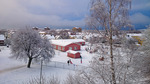 En ögonblicksbild från arbetsrummets fönster en sällsynt snöig dag i Göteborg 15