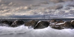 Öresundsbron en kall o blåsig vinterdag