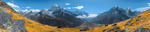 Panorama över  Debouche, Sagarmatha Nationalpark, Nepalesiska Himalaya.