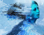 Kvinna i blått flöde