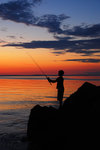 Fiske i solnedgången
