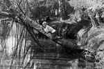 Gusse på stocken över ån. 1991