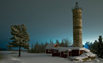 Den övergivna fyren och det lilla röda huset.