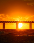 Stormig solnedgång under Öresundsbron