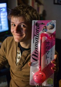 Felix with my new Otamatone_2014-02-13.jpg